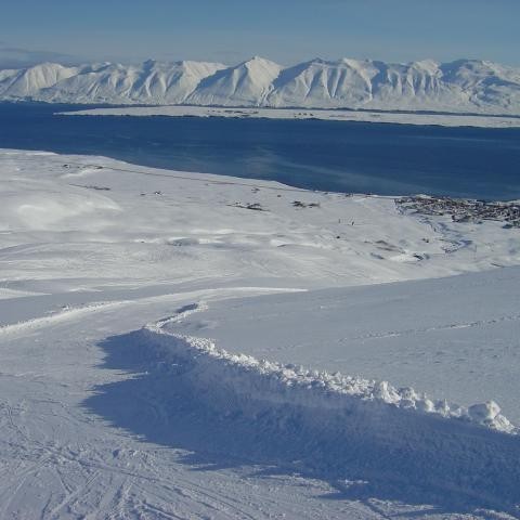 Norðurleiðin, Eyjafjörður og Hrísey í baksýn.