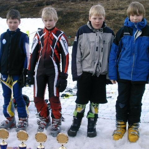 Jónsmót 2004 - Stórsvig 10 ára - Hjörleifur, Hjörleifur, Sigurður,Símon