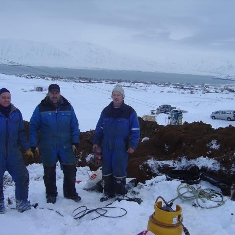 Jóhannes, Ódi og Jón. Þeir eru búnir að vera við verkið frá upphafi.